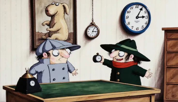 Soviet Animation Style by Alexander Tatarsky - Absurdist and Humorous Noir Parody Feel