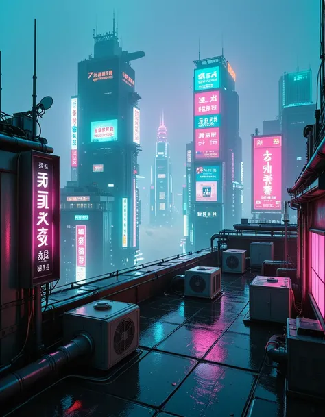 cyberpunk rooftop