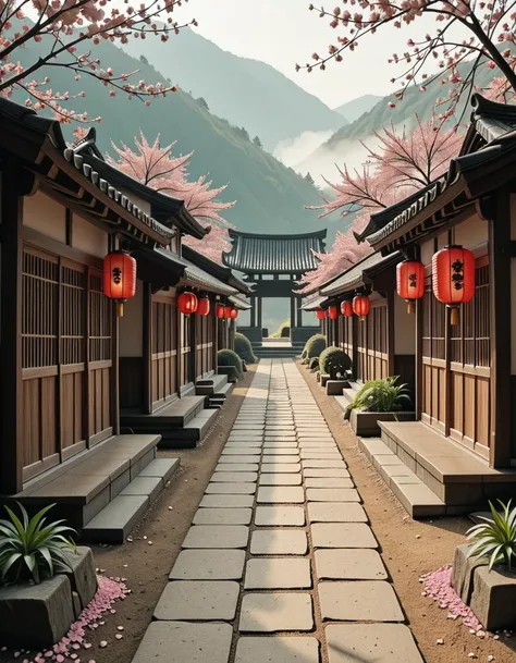 traditional Japanese village v2 illu