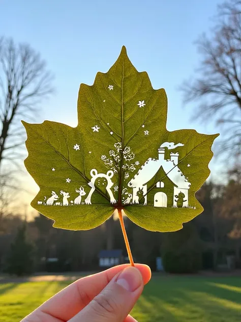 C_Leaf Carving Art_Scene Silhouette Creation