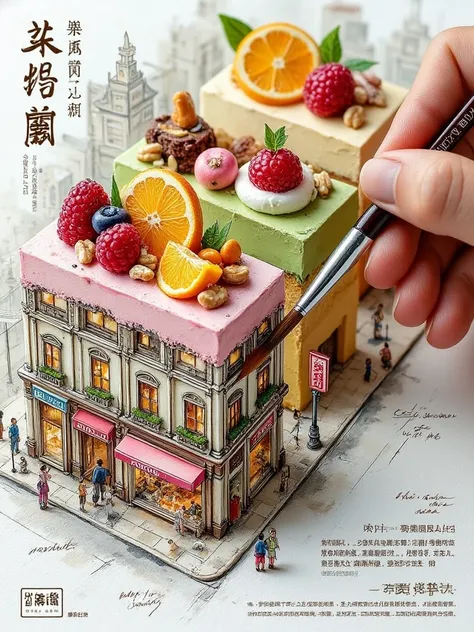 DE_Integration Of Cakes And Architecture_Dessert Scene Creation