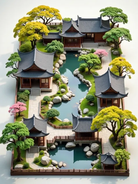 C_Miniature Traditional Chinese Gardens_Ancient Architecture Scene Generation