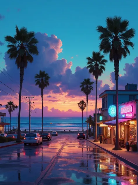 B_Coastal Sunset Atmosphere_Street Scene Generation