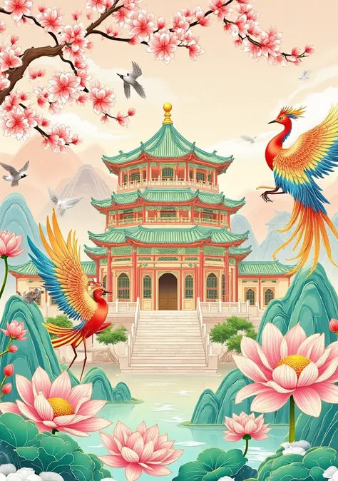 A_Guochao Architectural Illustrations_Ancient Style Scene Generation