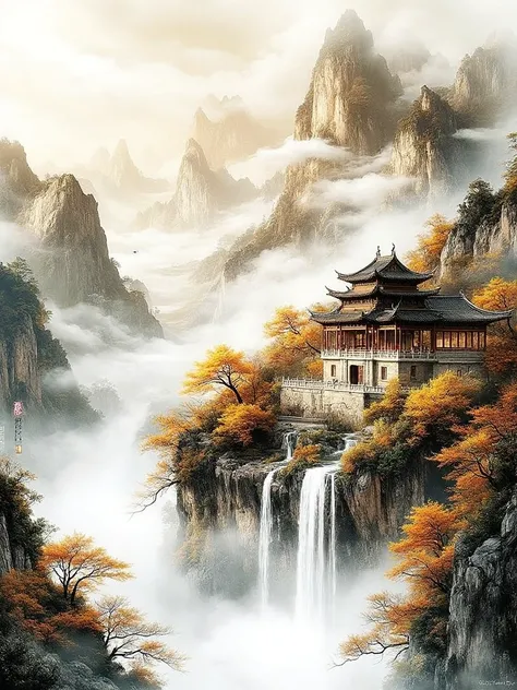 A_Ink-Wash Landscape Style_Ancient Architecture Landscape Generation
