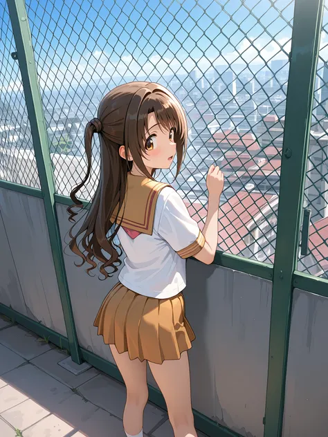 against chain-link fence (sfw,)