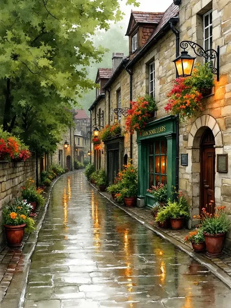 A_Rainy Scene Building Rendering_Street Scene Generation