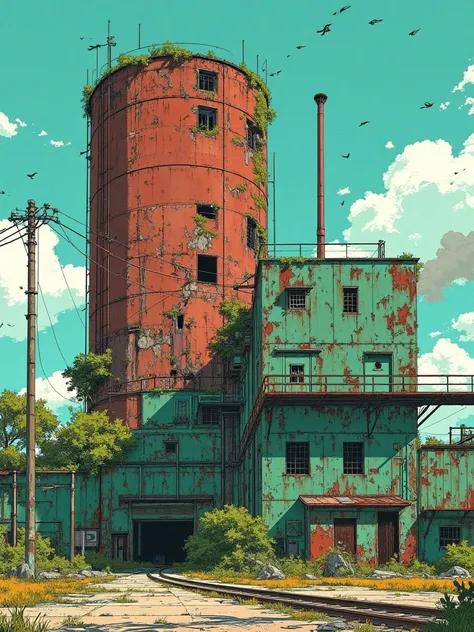 B_Old Industrial Area Scenes_Abandoned Factory Drawing
