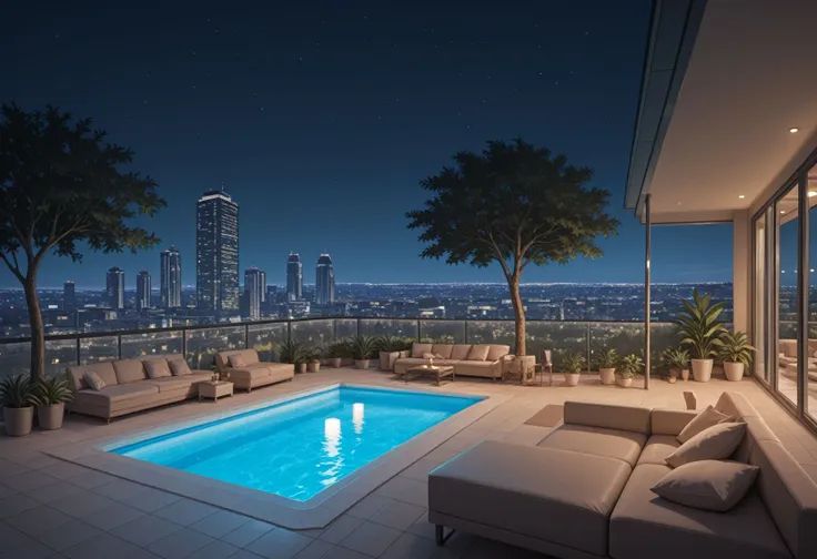 Modern Terrace with Pool (IL) - SeaArt AIモデル