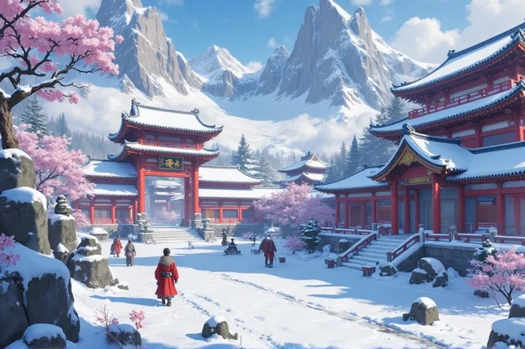 B_Chinese-Style Snowy Landscape Architecture_Ancient Architecture Snow Scene Generation