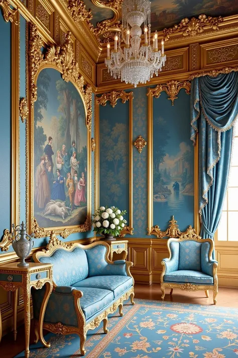 B_Blue And Gold Palace Decoration_Indoor Scene Generation