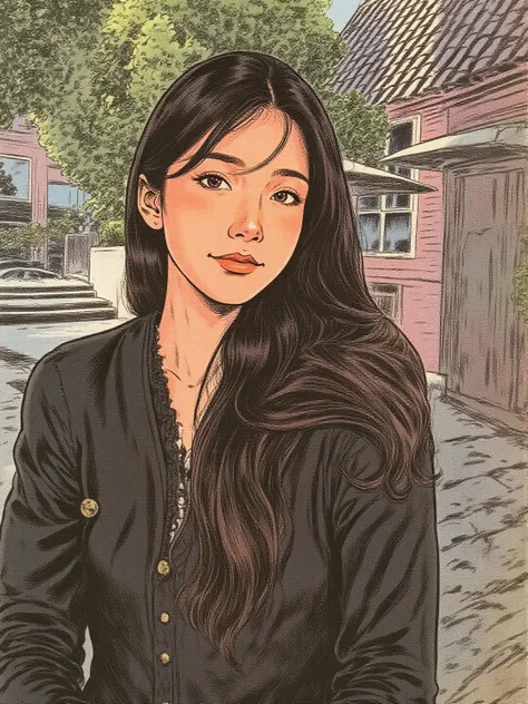 Hand-drawn American comic style redrawing