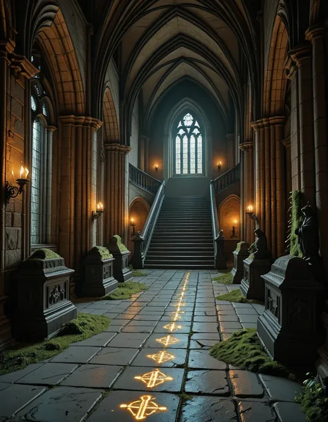 gothic cathedral interior illu