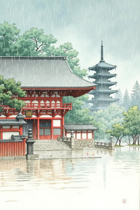 DN_Japanese Architectural Painting_Ancient Architecture Scene Creation