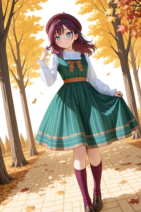 【Multiple Color】Striped Classical Dress with Capelet