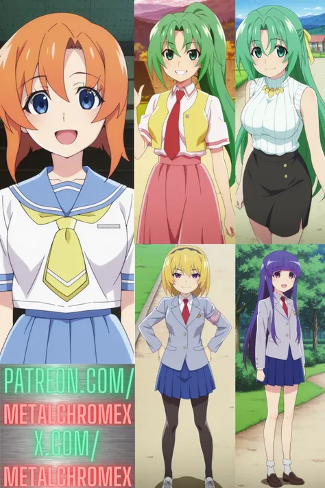 Mion Sonozaki, Rena Ryuuguu, Satoko Houjou, Rika Furude, and Shion Sonozaki (Higurashi: When They Cry - Gou and Sotsu)