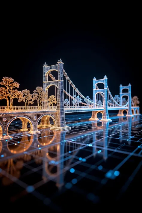 D_3D Wireframe Architecture_Glowing Building Generation