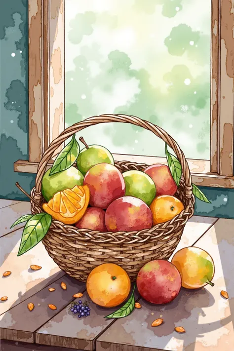 DX_Watercolor Painting Style_Fruit Scene Creation