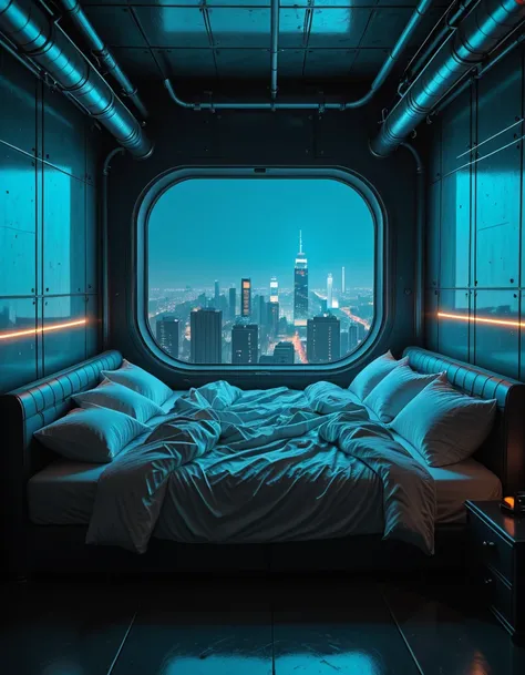 futuristic bedroom illu