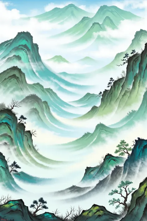 Chinese Scene Ink Painting Style