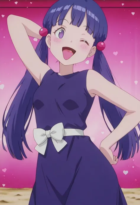 Anime Pose Concept -- Right Arm Behind Head, Left Hand on Hip
