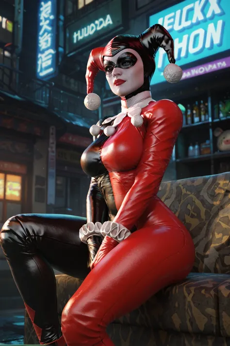 Harley Quinn -DC -semi-realistic comic anime style