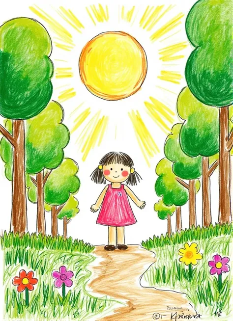 Children's hand drawn style