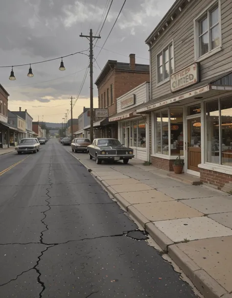 Small-town Americana main street illu