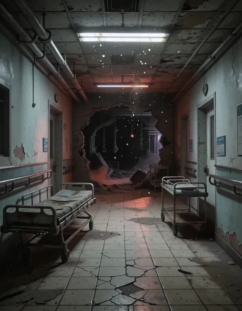 abandoned hospital corridor illu