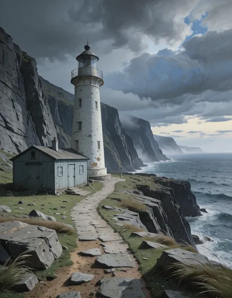Cliffside lighthouse illu