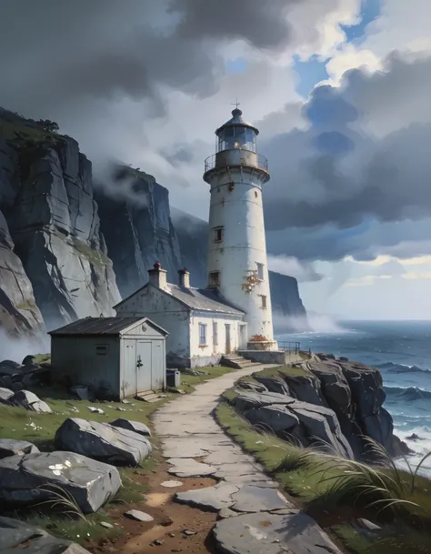 Cliffside lighthouse pony