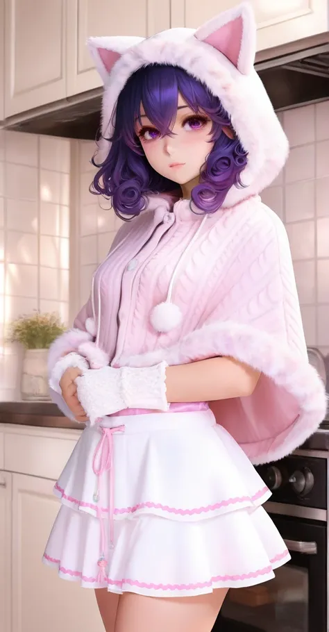 Pastel Kitty Knit Cape Set