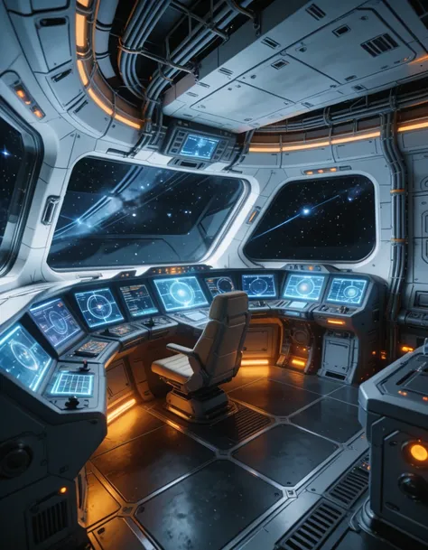 futuristic starship command bridge illu