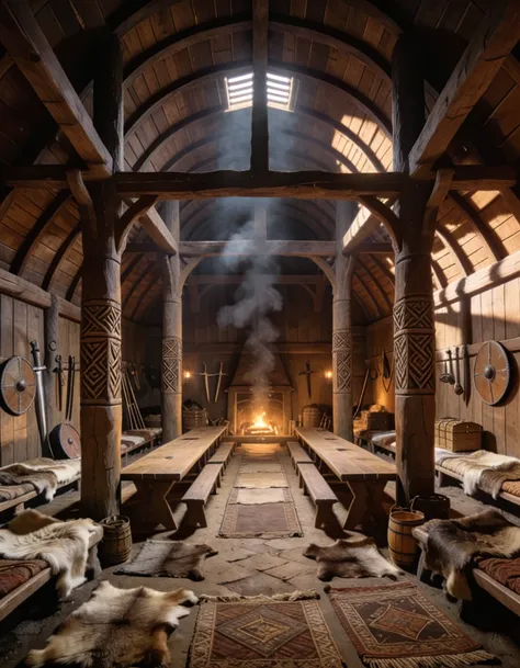 Interior of a large Viking longhouse