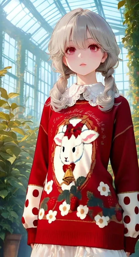 Burgundy Goat-Strawberry Knit Sweater