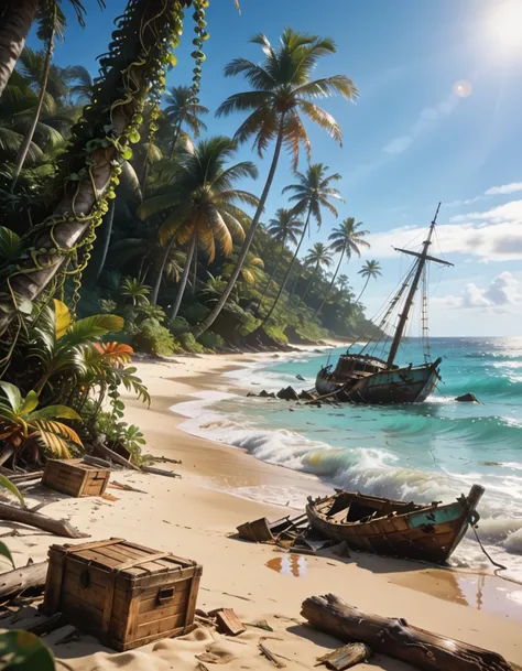 tropical island shoreline pony