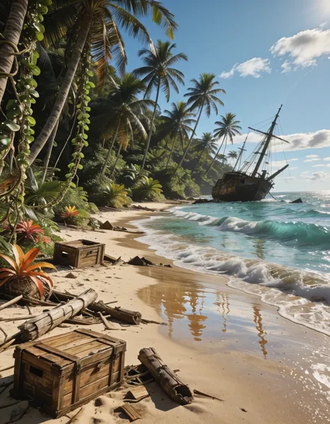 tropical island shoreline illu