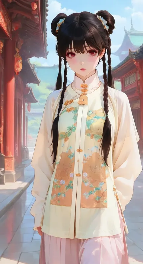 Pale Yellow Landscape Embroidery Hanfu Top