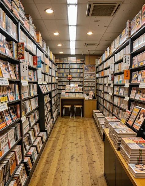 Japanese manga bookstore illu