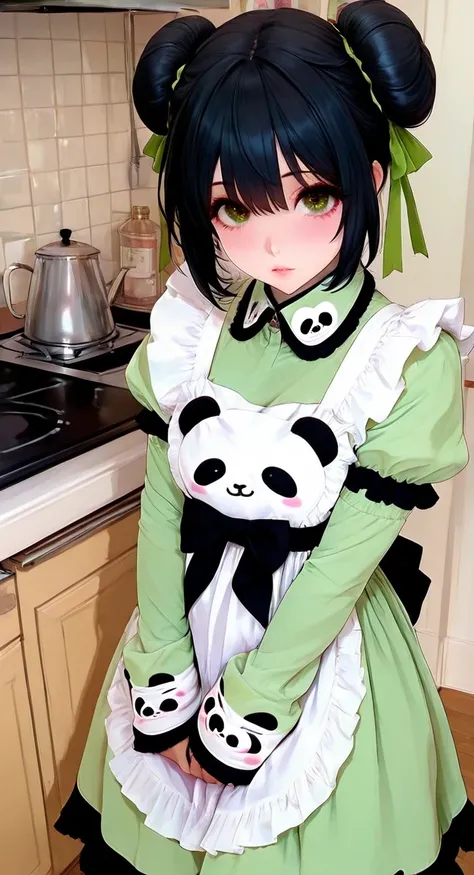 Mint Panda Maid Dress Set