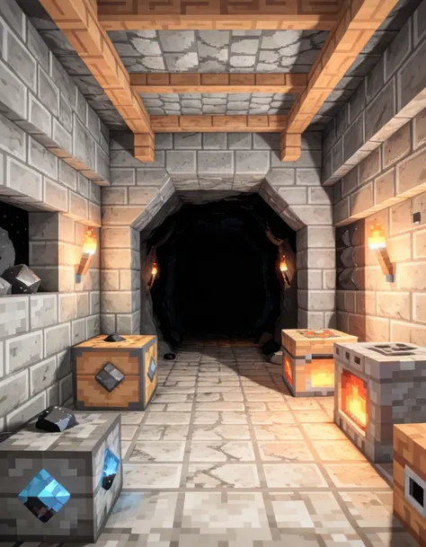 Minecraft mining tunnel illu