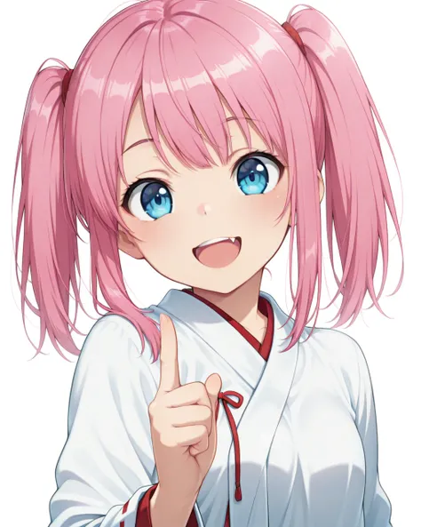 Civitai トゥース風ポージングー人差し指上げスマイル / index finger up smile.