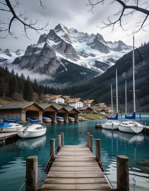 Alpine lakeside marina pony