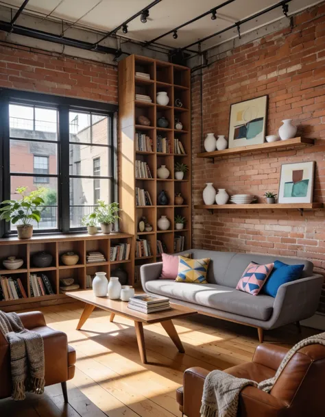 industrial loft living room pony