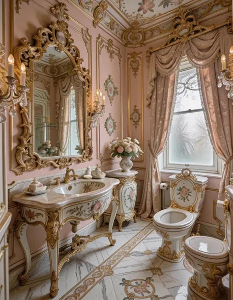 Rococo bathroom interior illu
