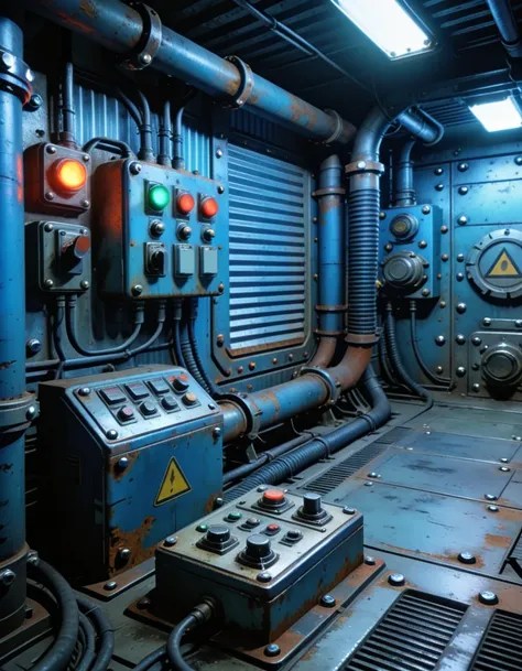 industrial dieselpunk interior