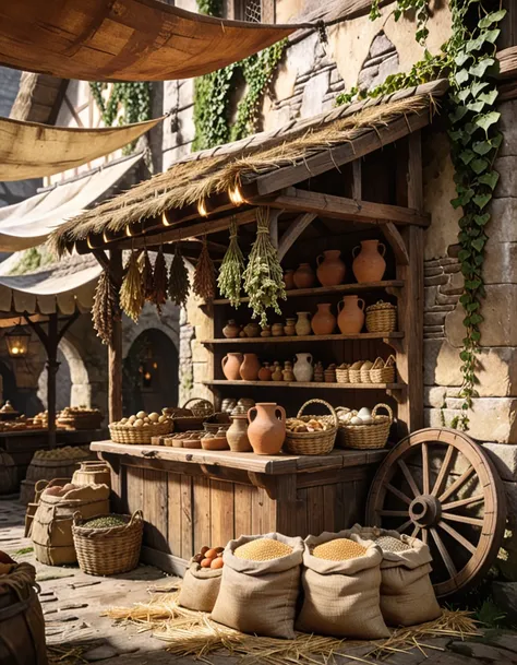 Medieval marketplace stall