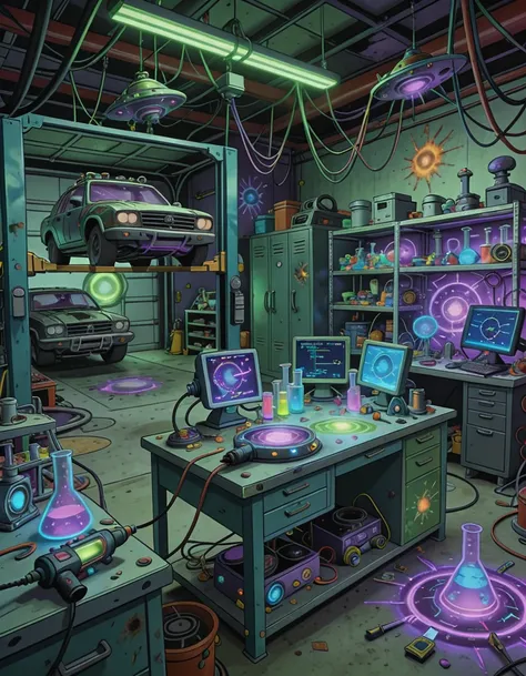 Rick Sanchez garage laboratory illu