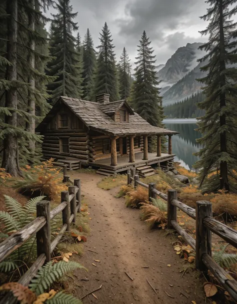Rustic log cabin illu