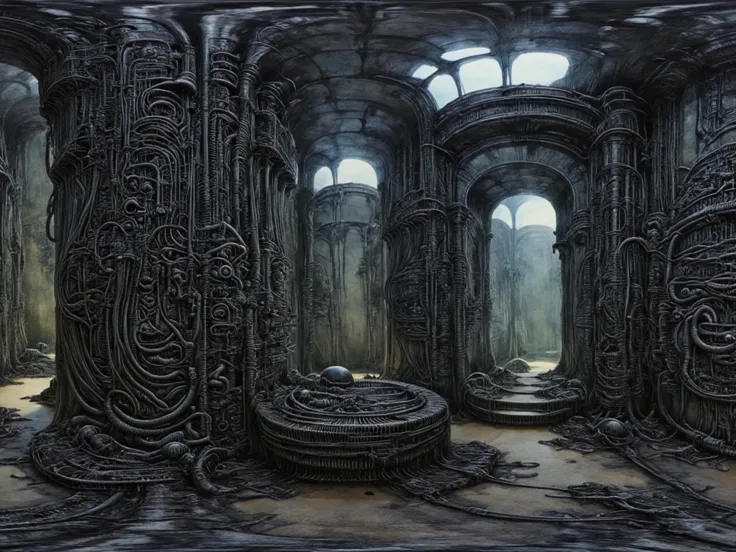 Alien Biomechanical Sci-fi Interior and Cabin